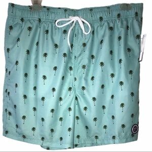 Newport Blue Aqua Palm Trees Swim Trunks XL